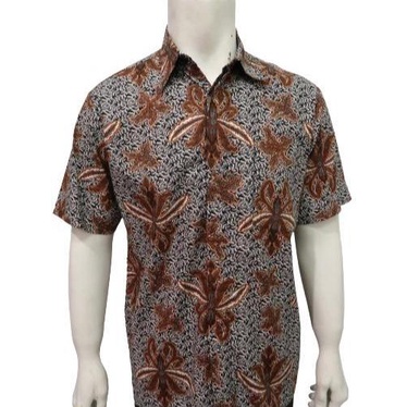 BERKUALITAS Arjuna Weda Hem Batik Pria Motif Daun Rambat - Body Fit Bahan Katun Lengan Pendek