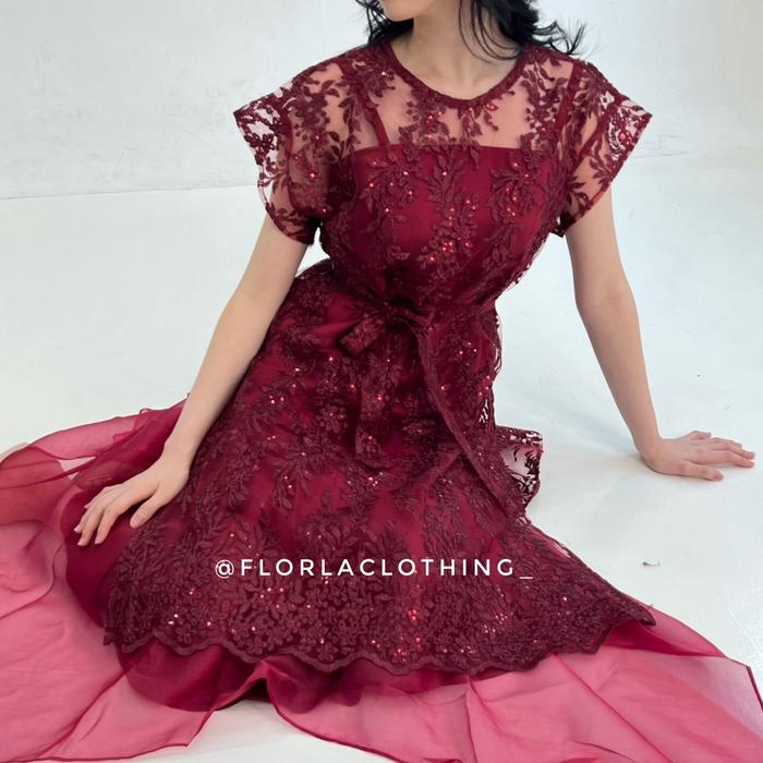 TERLENGKAP F351 Dress wanita kondangan bridesmaid pesta mewah bahan premium