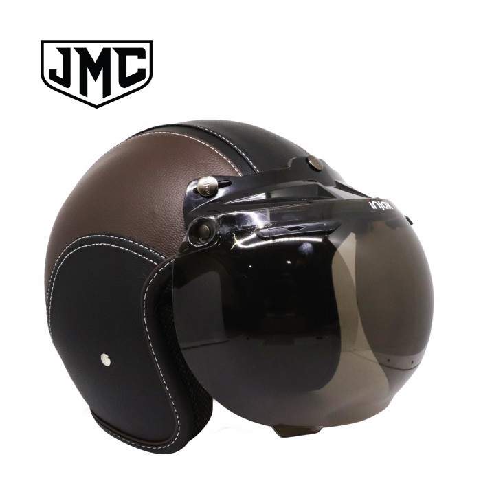 Helm Bogo Retro Cokelat Tua Full Leather SNI