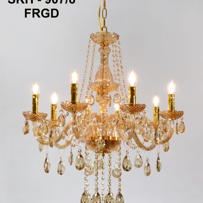Lampu gantung hias cristal in 8 lampu Ruang Tamu - - GD - FRGD.