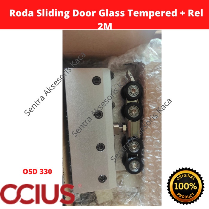 Terbatas Roda Sliding Door Glass Tempered Ocius + Rel 2M