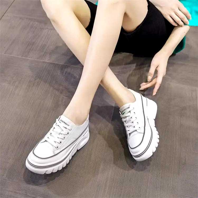 DISKON SEPATU SNEAKERS HITAM PUTIH CANVAS BERTALI FASHION IMPORT KOREA SNEAKERS WANITA HAK TINGGI