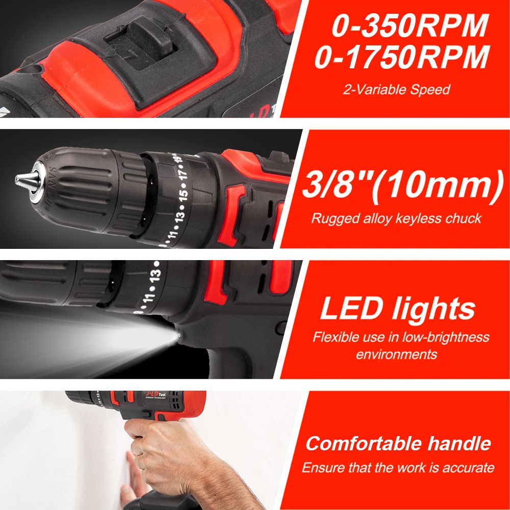 Laris Manis JLD 36VF Mesin bor baterai bor 36-2 bor Impact listrik bor cordless murah 10mm Bor