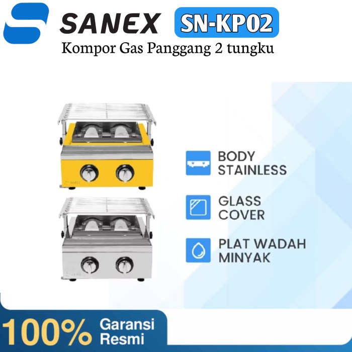 Natanel Kompor Gas Panggang Sanex Sn-Kp02 Kompor Gas Panggangan 2 Tungku/Kompor Panggang/Kompor