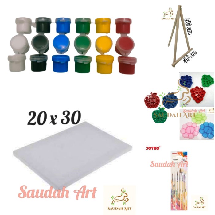 

PROMO! Paket Lukis Lengkap (kanvas,kuas,paletcat akrilik 5ml,easel)