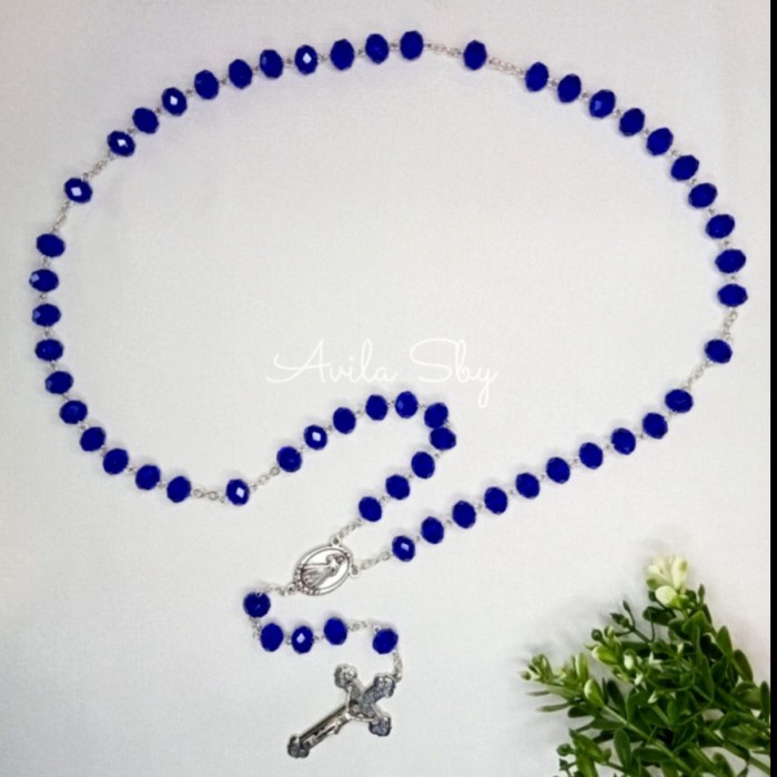 Kualitas terbaik] Rosario Crystal Briolette 10mm Rohani Katolik