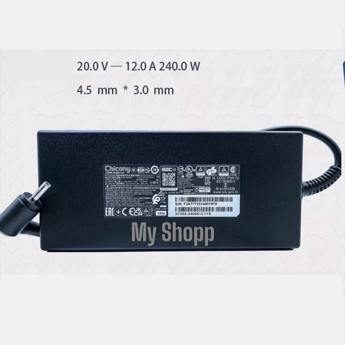 BISA GOSEND ADAPTOR CHARGER CASSAN FOR LAPTOP MSI STEALTH 14 AI MS-14K1 MSI KATANA 15 B13VFK MSI