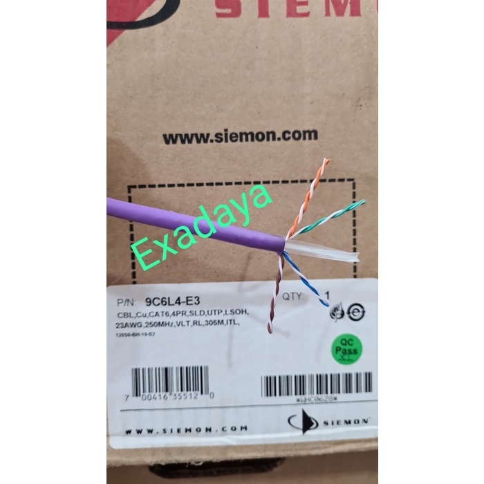Siemon 9C6L4-E3 Kabel Utp Cat6 Cat 6 Cable Lan 23AWG LSOH Purple Ungu