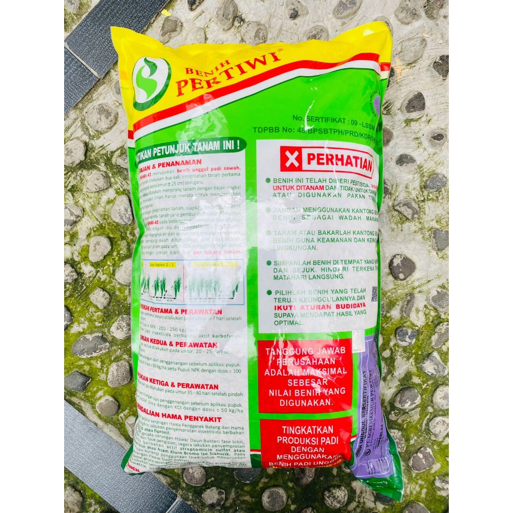 Best Seller Benih Padi unggul Varietas INPARI 42 AGRITAN GSR isi 5 kg dari Benih Pertiwi Limited