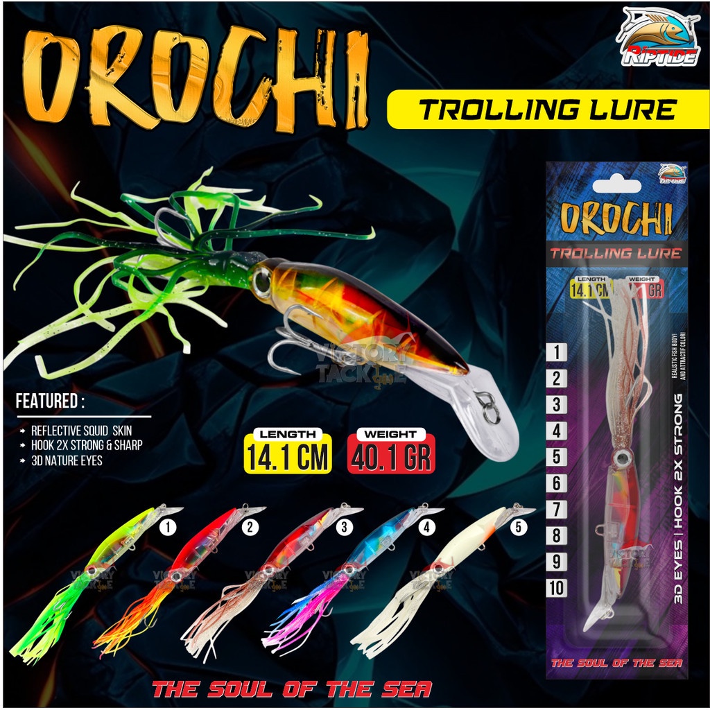 Umpan Pancing Lure Trolling Riptide Orochi 14.1 Cm 40.1 Gram Trolling Lure Floating