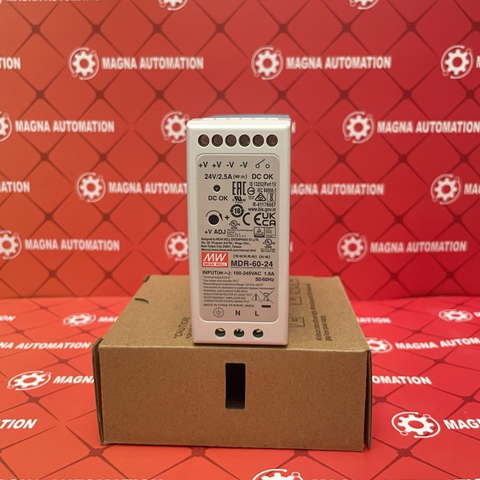 BISA GOSEND MEAN WELL MDR-60-24 MEANWELL 60WATT 24VDC DIN RAIL POWER SUPPLY SPB-60