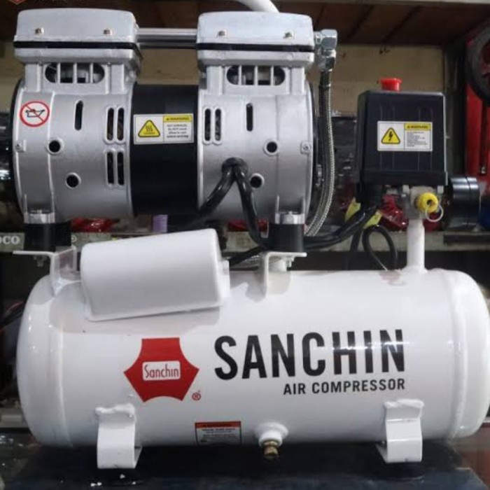 Terbagus Kompresor Angin Silent Halus Oilles Sanchin Compressor 9 Liter 0,75Hp