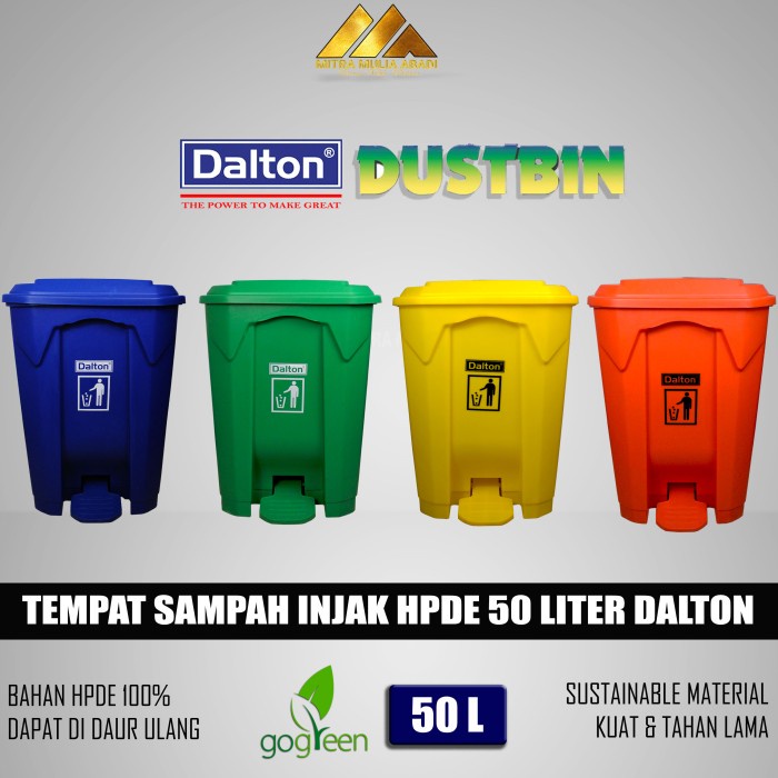 PREMIUM Tempat Sampah Injak 50 Liter Dalton HPDE / DUSTBIN / Bak Sampah Dalton