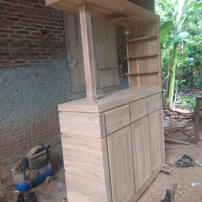 PREMIUM meja dapur/buffet dapur minimalis/meja bar kayu jati