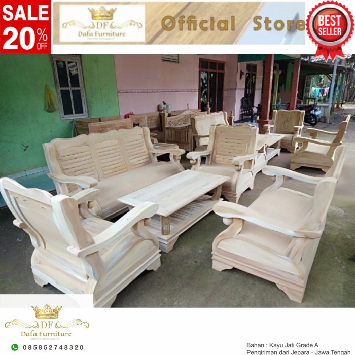 PREMIUM kursi tamu minimalis kayu jati model gajah