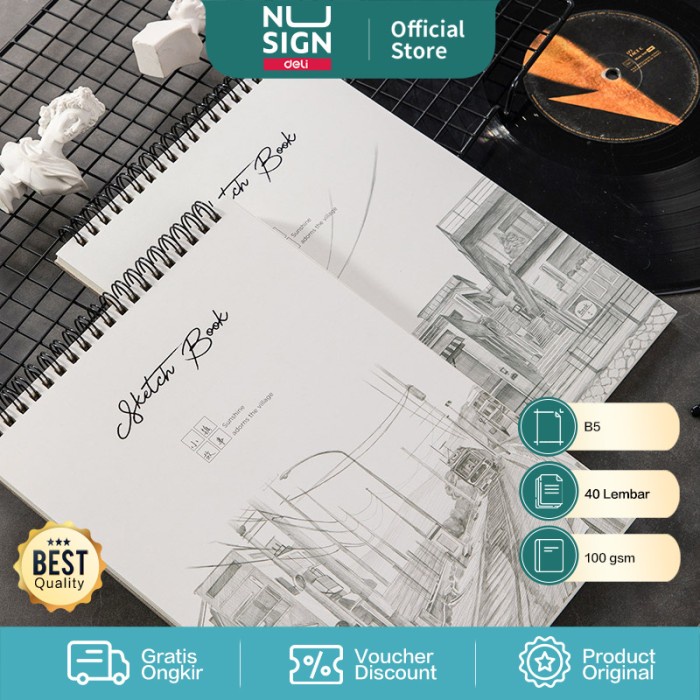 

Deli Sketch Book / Buku Gambar Spiral Vertikal B5 40 Lbr 100 gsm 73628