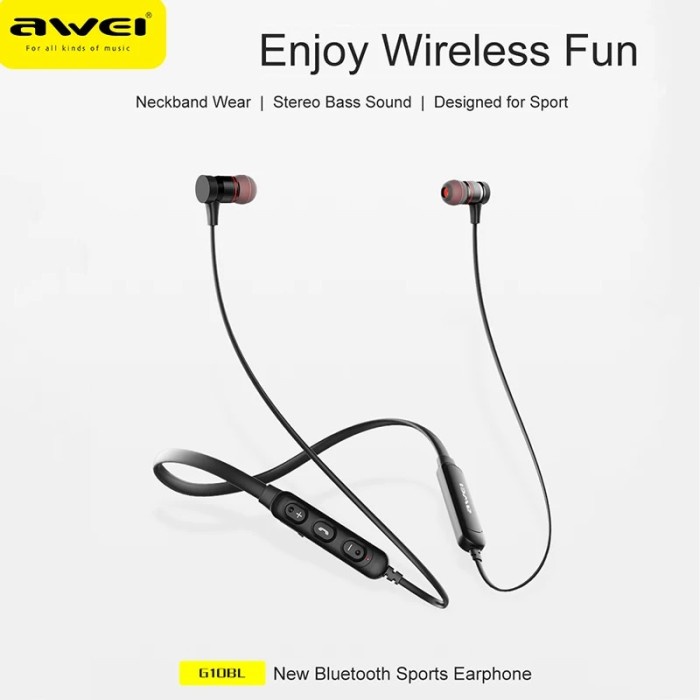 Awei Bluetooth Earphones Earphone Waterproof Earplugs HIFI Sound