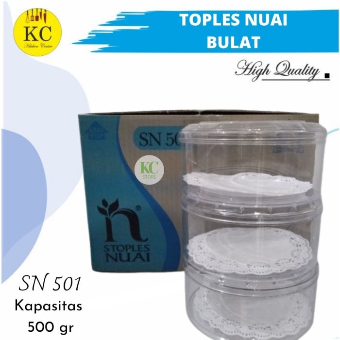 [Masih] Toples Nuai Bulat 500 Gr Toples Kue Kering Toples Plastik -