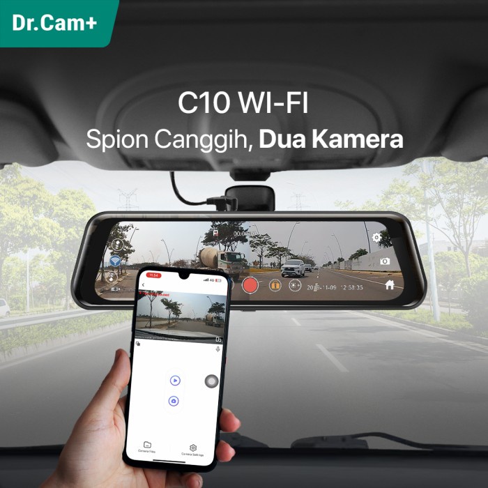 DR.Cam+ C10 Alpha Spion DVR Mobil 9.3" - Streaming Rear View