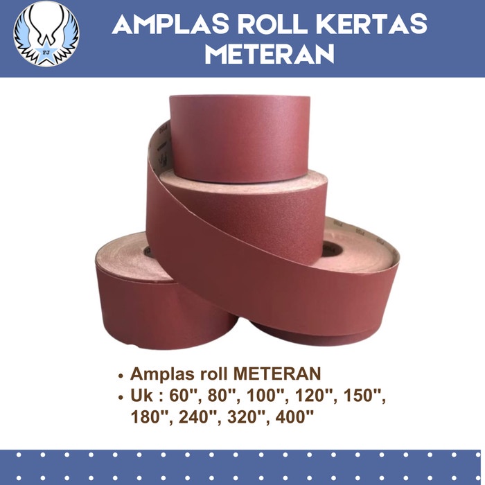 AMPLAS ROLL METERAN ECER GRIT 60 - 400 / AMPLAS KERTAS / KERTAS GOSOK METERAN GOMEO