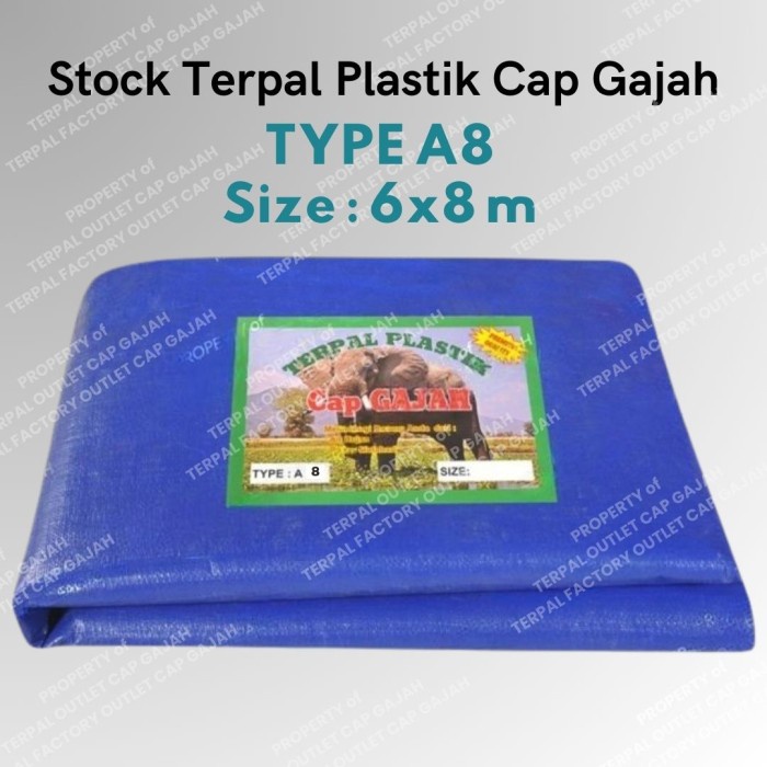 PREMIUM TERPAL PLASTIK A8 Ukuran 6x8 Meter Merk CAP GAJAH