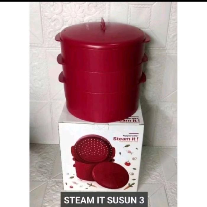 terbaru  tupperware steam it 3 susun warna ungu pengukus kukusan ready