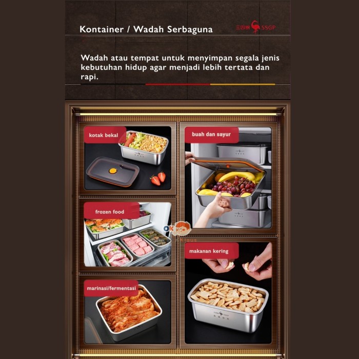 SSGP WADAH KONTAINER SERBAGUNA STAINLESS STEEL 316 KOTAK LUNCH BOX