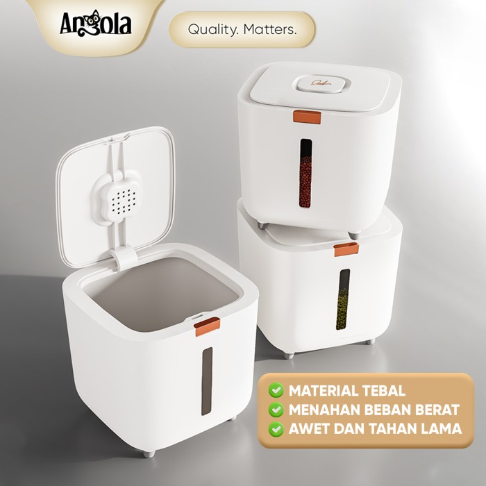 ANGOLA TEMPAT BERAS DISPENSER BERAS WADAH RICE BOX TEMPAT PENYIMPANAN 15KG