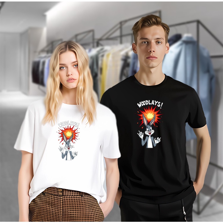 【Best Price】 kaos oblong wanita Bugs Bunny T shirt Cartoon Print Tahan Warna Anti Pudar