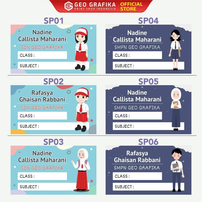 

Stiker Label Buku Pelajaran Custom Free Desain Isi 40 Pcs