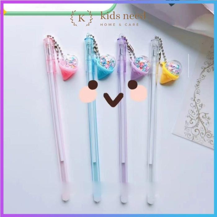 

(12Pcs) Grosir Bolpen Gel Fancy +Gantungan / Pulpen Tinta 1 Box Mika / Pen Jel Motif Karakter Lucu /