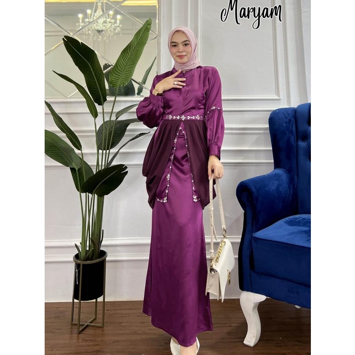 Maryam Kurung Melayu Setelan Busui Mermaid Kebaya Modern Oneset Elegan Baju Pesta Wanita, Kondangan