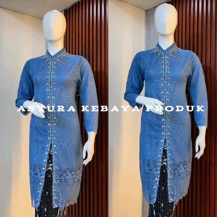 Kebaya Tunik Brokat Payet Model Belah Depan Bahan Brokat Premium