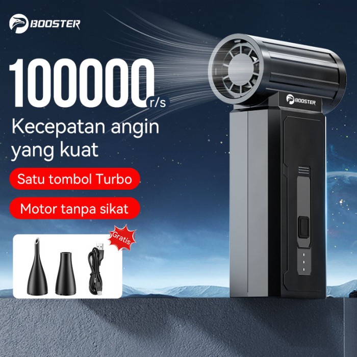 Booster W01 Mini Turbo Jet Fan Usb Rechargeable Turbo Blower Fan, Motor Tanpa Sikat 130000 Rpm,