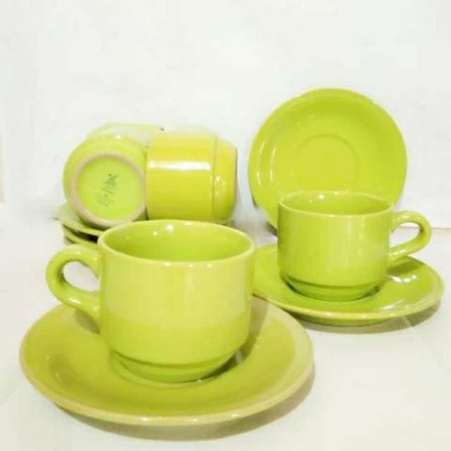CANGKIR TATAK / CANGKIR SET / CUP AND SAUCER LUCKY 12 PCS KODE 671