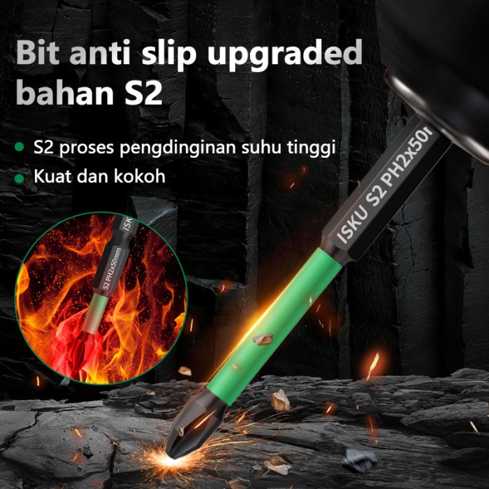 JTTOP" ISKU MATA BOR OBENG SET 6PCS SCREWDRIVER BIT SET IMPACT BIT HOLDER MATA OBENG PLUS MINUS