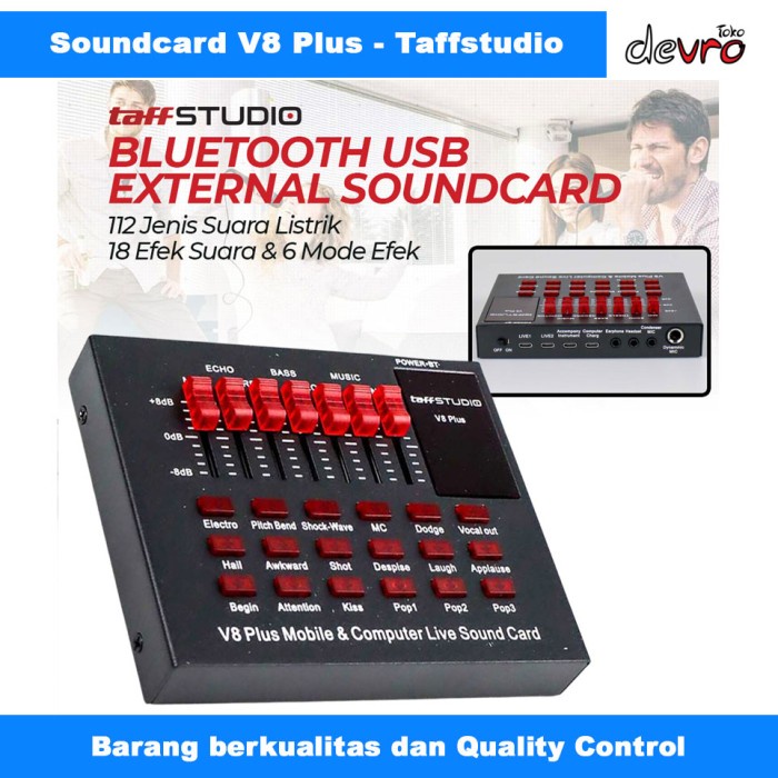 NEW TAFFWARE USB EXTERNAL SOUNDCARD V8 PLUS - BLUETOOTH AUDIO - SOUND CARD ORIGINAL QUALITY