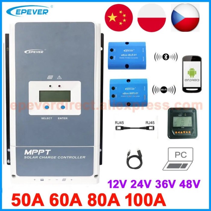 EPEVER MPPT Solar Charge Controller Tracer 100A 80A 60A 50A Battery