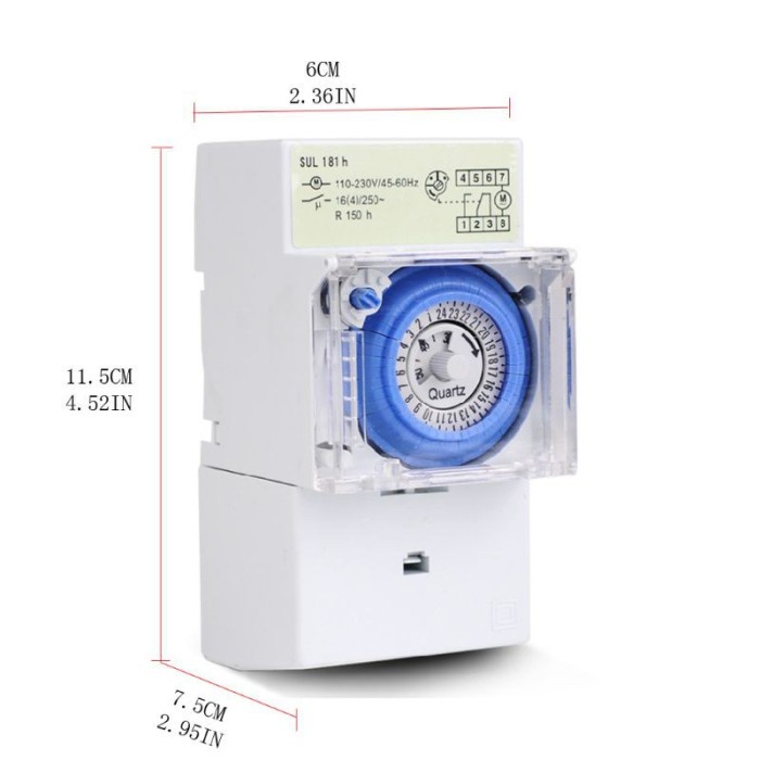 Timer Analog SUL181H Switch Switcher 24 Jam/H Panel Lampu Otoma