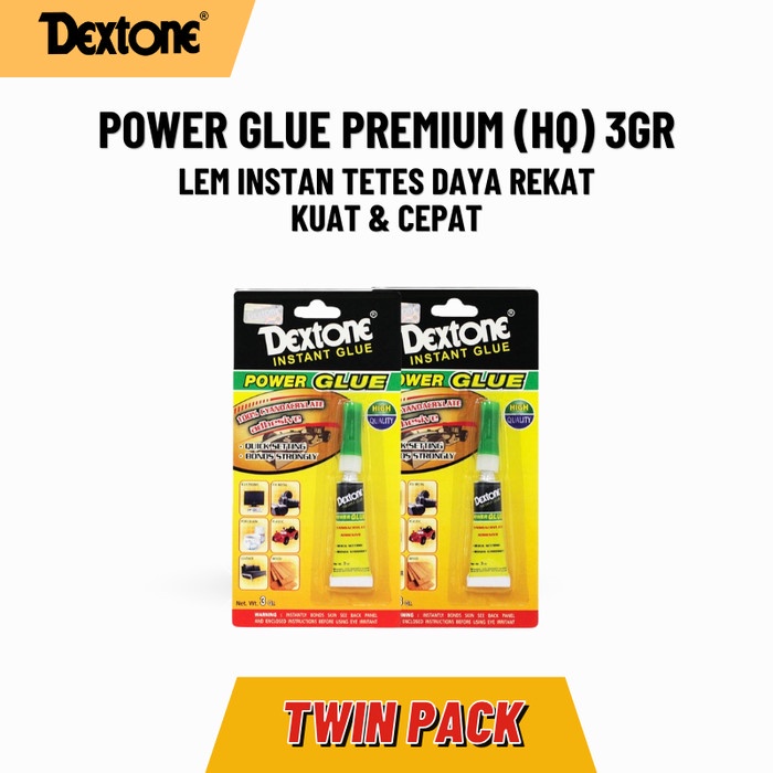 

Lem Tetes Dextone Power Glue Premium (HQ) 3Gr - Twin Pack Free Power Glue Cream