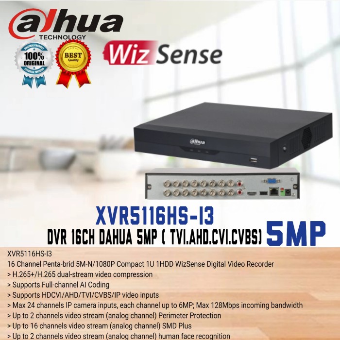 Dahua XVR-5116HS-I3/DVR 16 Dahua 5MP Wizsense Bisa All Camera