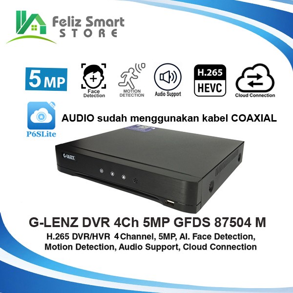 GLENZ DVR 4 ANEL CCTV - GFDS 87504M (5MP) - P6SLITE Diskon
