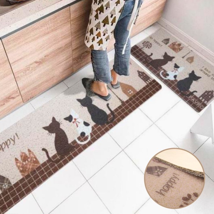 Keset Dapur Premium Modern Minimalis Anti Slip Keset Kaki Motif 2in1