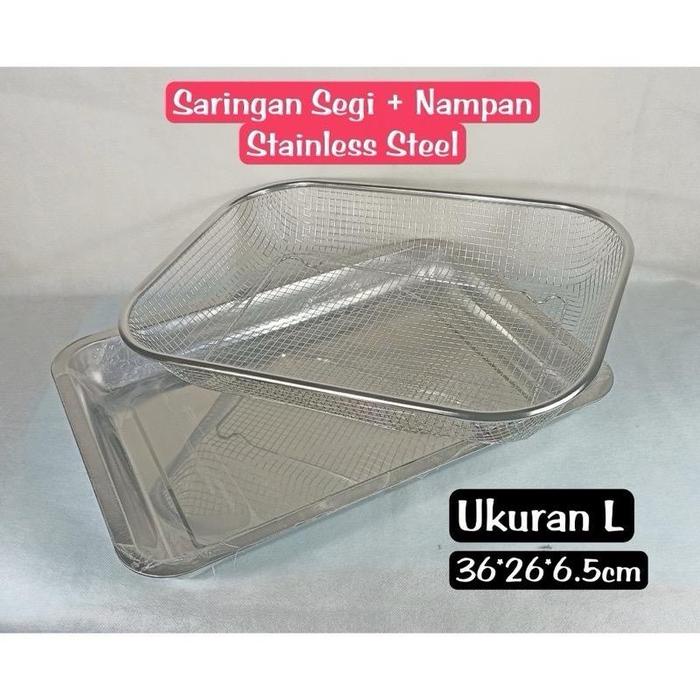 DISKON PROMO Alat peniris minyak gorengan serbaguna stainless ukuran BESAR / saringan tirisan