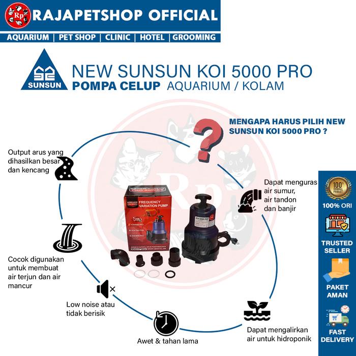 NEW SUNSUN KOI 5000 Pompa Air Celup Kolam Aquarium