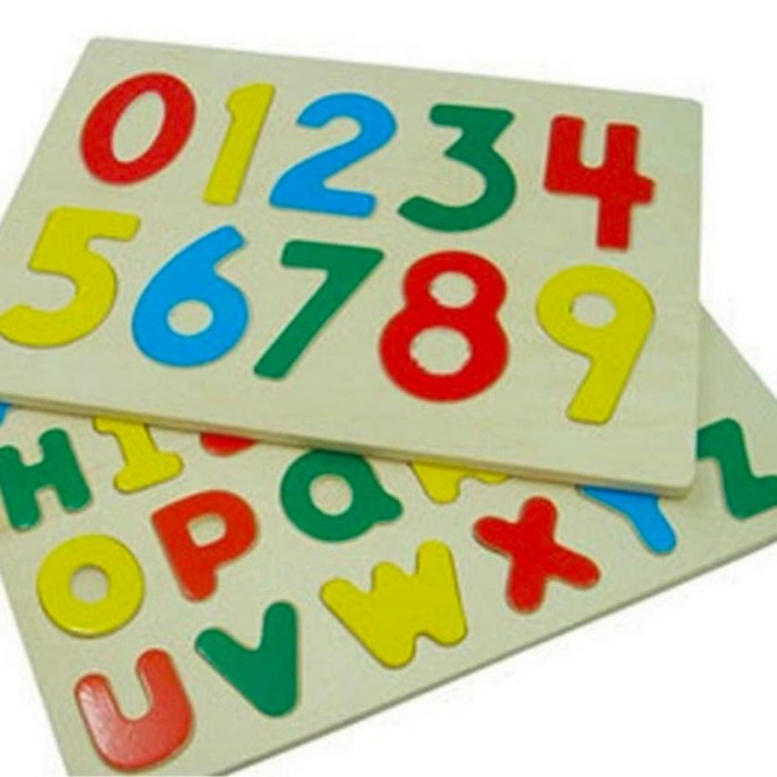 Mainan Edukasi Anak Permainan Teka Teki Papan Puzzle Kayu Belajar Mengenal Angka & Huruf