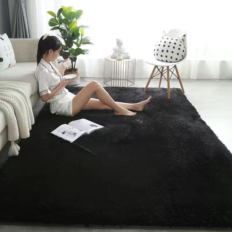 Karpet Berbulu Nordic Karpet Kamar Tidur Ruang Tamu Dekorasi Modern Karpet Berbulu Ukuran Besar Hita