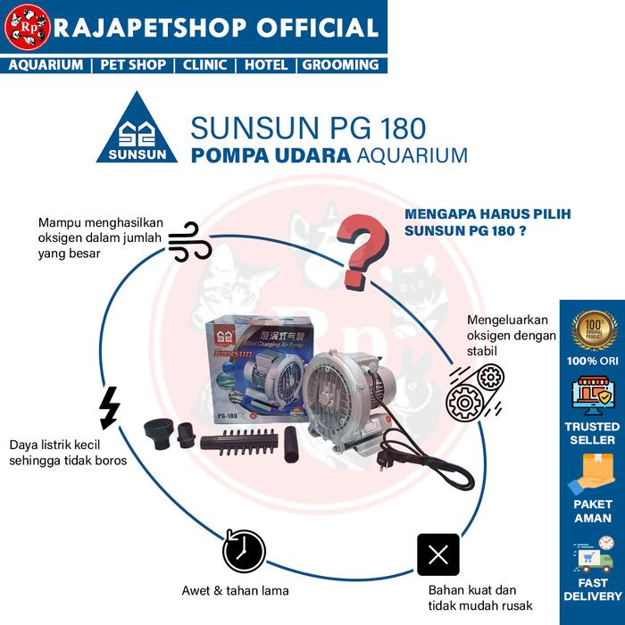 ( POMPA UDARA ) SUNSUN PG 180 ROOT RING BLOWER AIR PUMP KOLAM IKAN TAMBAK UDANG IPAL BIOFLOK