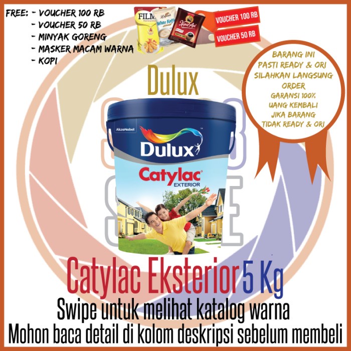 Dulux Catylac Exterior 5 Kg Putih 888 / Warna / Cat Khusus Exterior