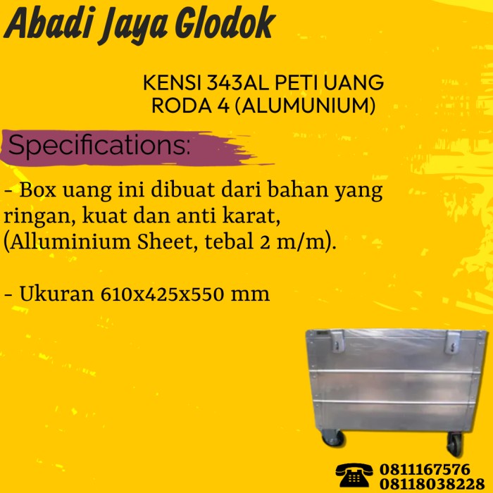 KENSI 343AL PETI UANG RODA 4 (ALUMUNIUM)